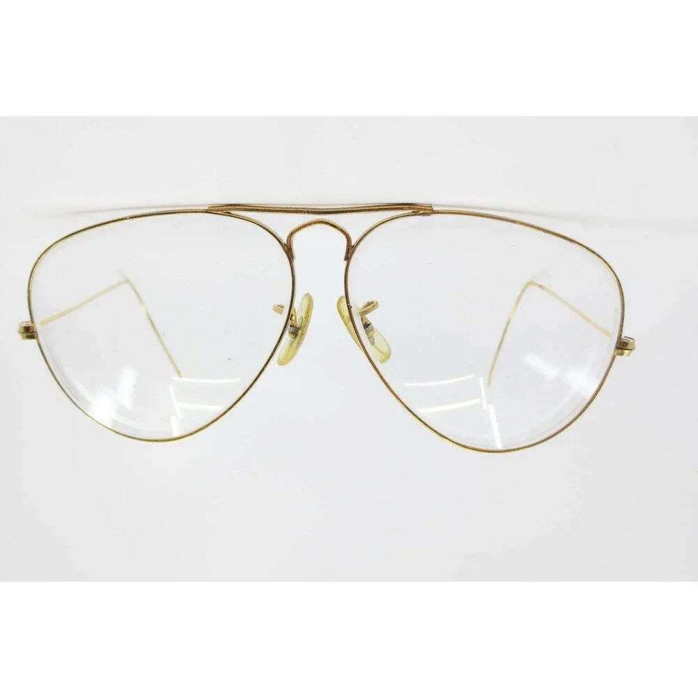 Vintage Gold Aviator ray-ban Eyeglasses Metal Frame Cable Temples Double Bridge